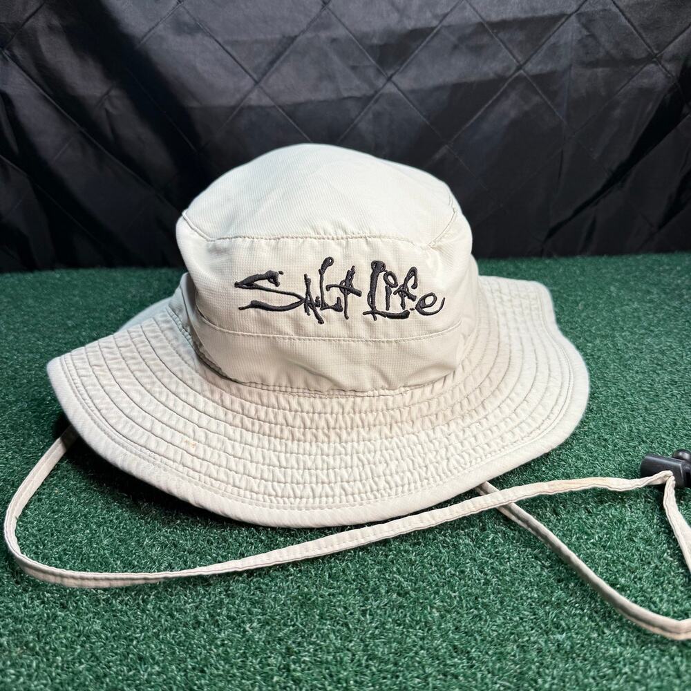 Salt Life Boonie Hat White Wide Brim Sun Fishing Cap Beach Boating